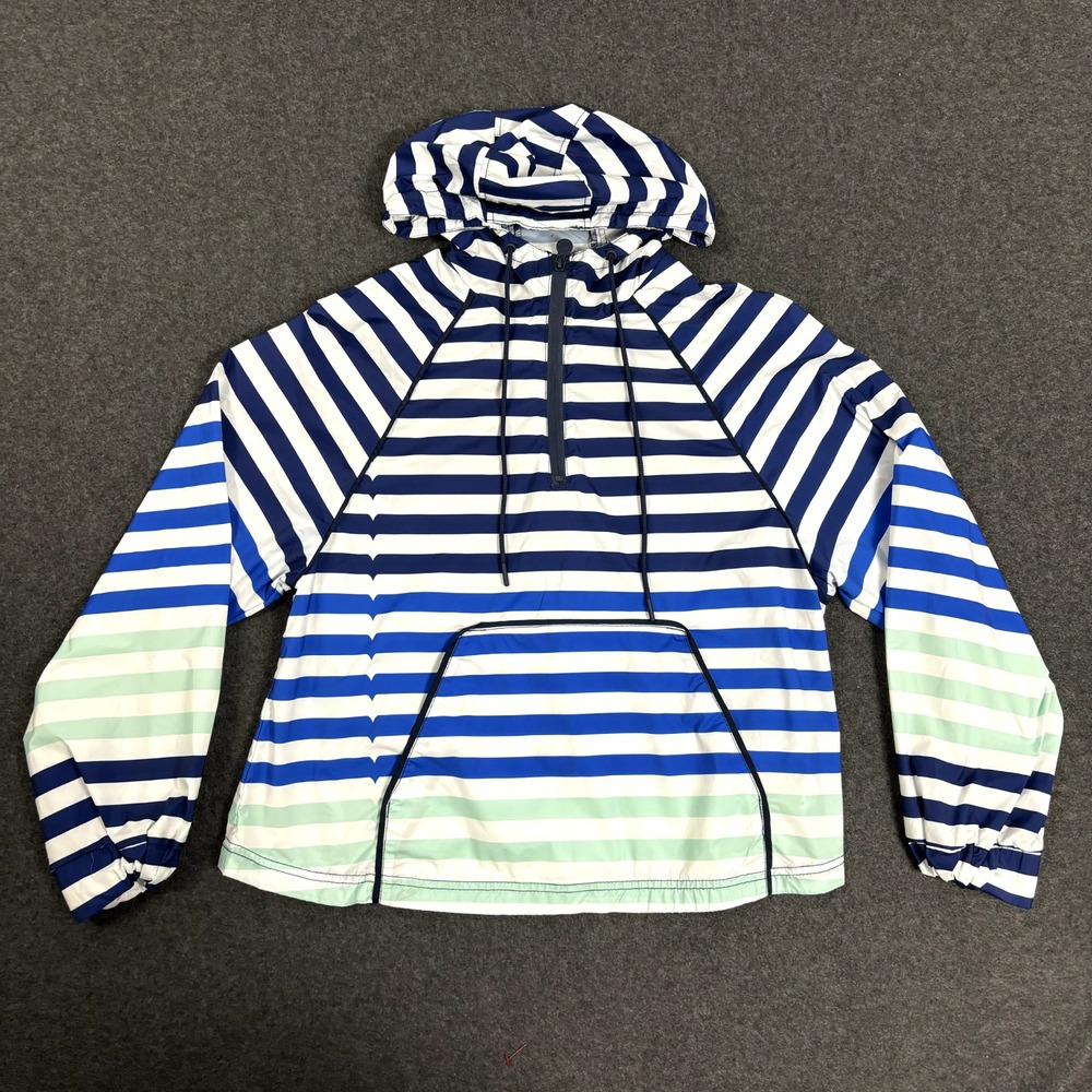 Hunter for Target Women XS Blue White Striped Half Zip Windbreaker Anorak Jacket